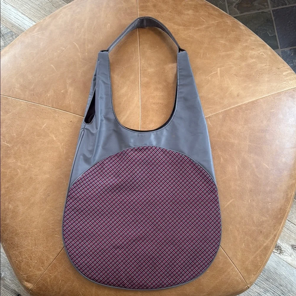 Nylon Gray and Red Geometric Tote Bag - Picture 1 of 7